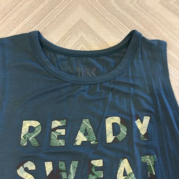 House of Tens Women’s Teal ‘Ready Sweat Go’ Tank Top - Size L - Picture 3 of 6